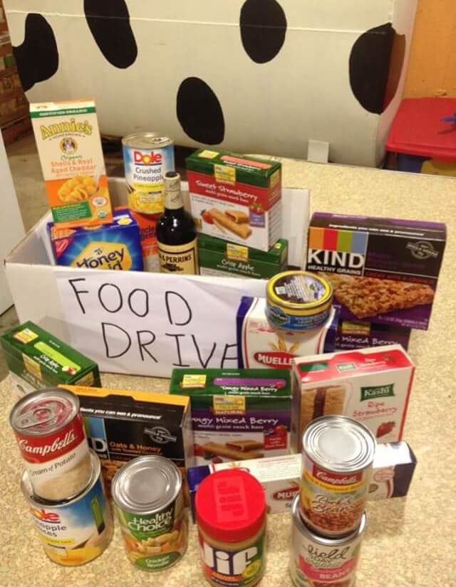 Food shelf collecting nonperishable food for Thanksgiving