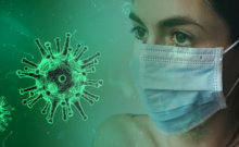 Coronavirus and person wearing mask
