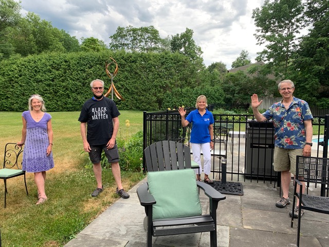 Pictured, left to right, at socially safe distance are Carrie Fenn, Keith Walsh, Susan Grimes and Christopher Davis. CSH Rotary is currently meeting via Zoom at 7:30 a.m. on Wednesdays. Photo by Linda Gilbert