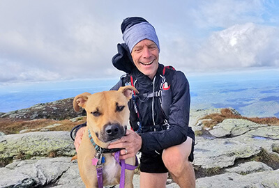 Jack Pilla and his dog Ducati ran to the top of Mt. Mansfield.  