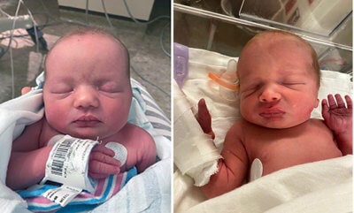 Rhodes Lampman and her brother, who arrived so unexpectedly he doesn’t quite have a name yet, made a dramatic entrance into the world Monday with the assistance of CVFRS. Photos by Eric and Willa Lampman