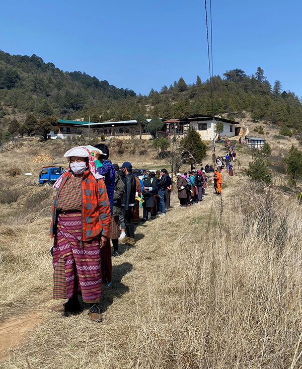 Charlotter gets covid vaccine in Bhutan