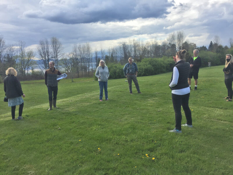 A site visit to the Town Beach park was led by Bill Fraser-Harris and included members of the Selectboard and several interested residents. Photo by Peter Richardson