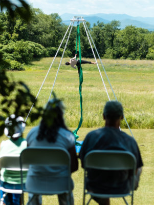 Renowned aerialist and choreographer Pamela Donohoo headlined Juneteenth festivities at the Clemmons Family Farm on June 21. Photo courtesy of Clemmons Family Farm
