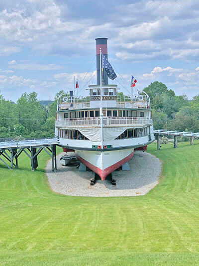 Ticonderoga boat located at the Shelburne Museum. Photo by Elizabeth Bassett