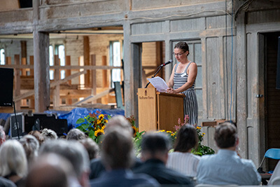 Tai Illick Dinnan, Marty and Terry’s daughter and mother of their grandson spoke to attendees on Aug. 14.