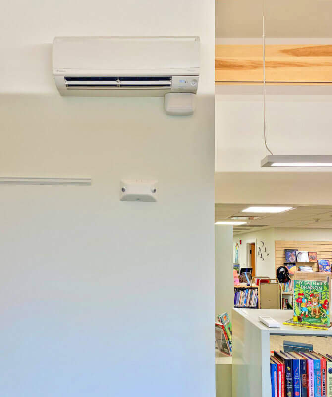 Heat pump in the children’s room. Photo by John Quinney