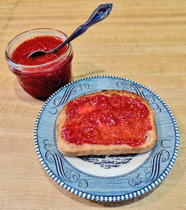 Nothing tastes better than a slice of buttered toast slathered with homemade raspberry jam. Photo by Joyce Amsden