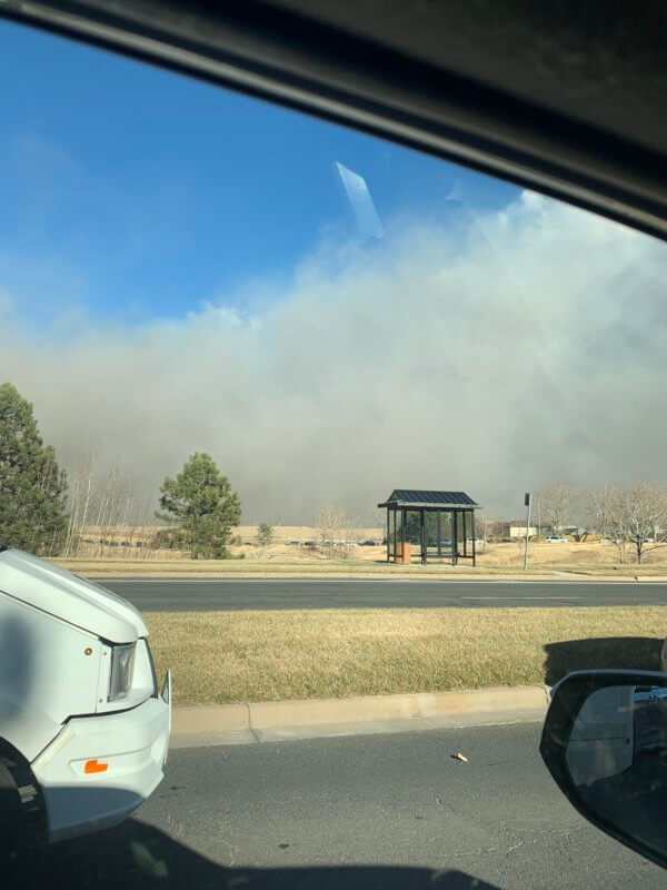 Evacuated but not moving in traffic as smoke gets closer. Photo by Elizabeth Bassett