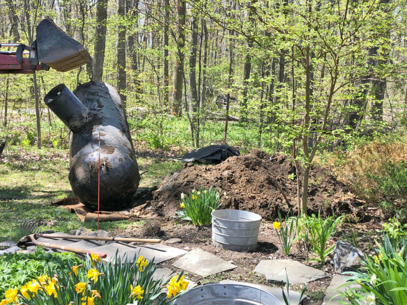 The propane tank being removed from the Justs’ backyard. Photo contributed