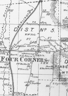 Map of School District #5; detail is from the 1869 Beers Atlas.