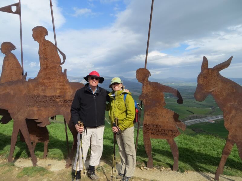 Photo contributed Tom McAuliff and Janella Pennington at the beginning of one of their adventures on the Camino at Alto del Perdón outside of Pamplona with its metal sculptures of pilgrims.