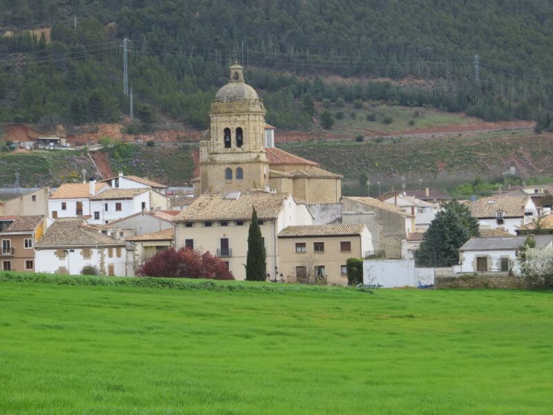 Photo by Tom McAuliff An example of the panoramic fields along the Camino with a village where travelers can find a place to stay.