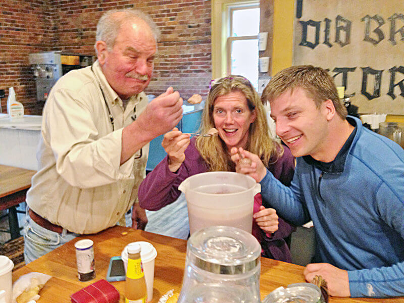The Charlotte News file photo May 23, 2013 Edd Merritt goofs around at the Old Brick Store with former The Charlotte News editor Rowan Beck and their friend Doug Hartwell.