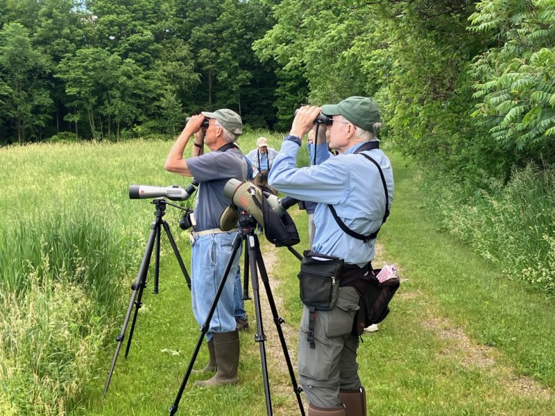 Photo by Ron Ulmer The Charlotte Senior Center’s monthly birding expedition with Hank Kaestner (left) and Larry Haugh.