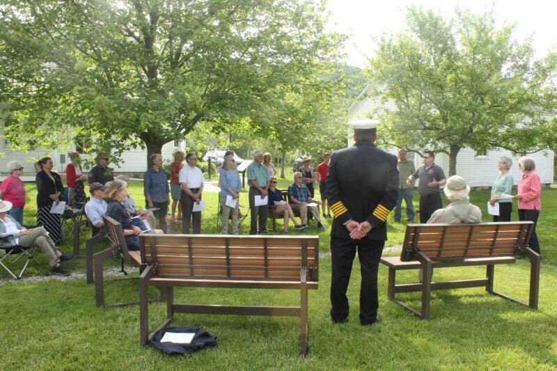 More than 40 people showed up to the Charlotte Memorial Day commemoration on the Charlotte Town Green. Photo by Scooter MacMillan