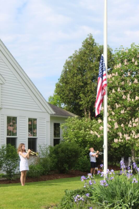 Sarah Stein and Oliver Smith closed Monday’s Memorial Day ceremony by playing “Taps.” Photo by Scooter MacMillan