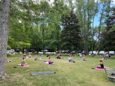 Courtesy photo A group rises, shines and yogas on Sundays at 9:30 a.m. Join them for an hour of personal engagement and physical wellbeing at the Charlotte Town Beach. Some knowledge of yoga is helpful but not necessary. All are welcome. Please bring a yoga mat or blanket. Donations (cash or Venmo) to benefit a beach meditation rock are requested. For notifications register at charlotterec.com.