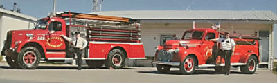 Courtesy photo On the left is the second fire truck the Charlotte Fire and Rescue Service ever owned. On the right is a truck Dave Schermerhorn thinks was restored by the Shriners.