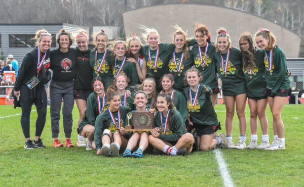 Photo by Al Frey The Redhawks finally put South Burlington away for an overtime win and CVU’s first state field hockey title.