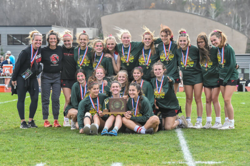 Photo by Al Frey The Redhawks finally put South Burlington away for an overtime win and CVU’s first state field hockey title.