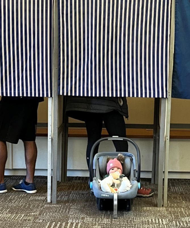 Photo by Janet Kenna Landrigan One Charlotte resident is experiencing the voting booth early. Let’s hope it becomes a lifetime habit.