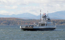 The Charlotte-Essex Ferry making its way across Lake Champlain. Photo by ©Heather Forcier