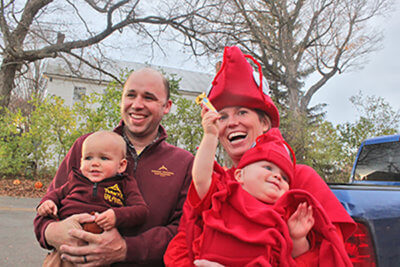 Friends since Charlotte Central School, Will Bown and Charlie Kenyon were trick-or-treating with Haddie Rose Bown, who came as their father, and Sarah Kenyon, who came as a lobster, just like Mom.