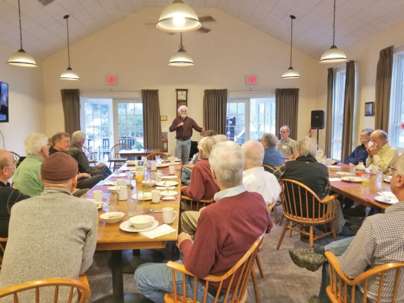 Photo by Jim HydeGreat turnout for December men’s breakfast with 25 people attending. The guest speaker was John Cohn, an IBM/MIT fellow on artificial intelligence, speaking about distinguishing fantasy from reality.