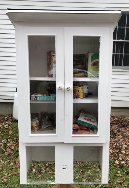 Photo by Sally Wadhams The Charlotte Little Free Pantry is behind the Charlotte Congregational Church.