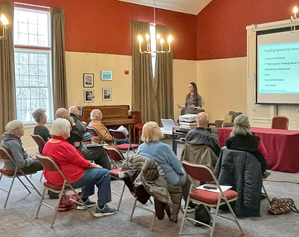 Photo by Lori York On Jan. 24, Julie Bier, an audiologist at Better Living Audiology, talks about the first signs of hearing loss, dealing with tinnitus and ways to help prevent falls because of balance issues.