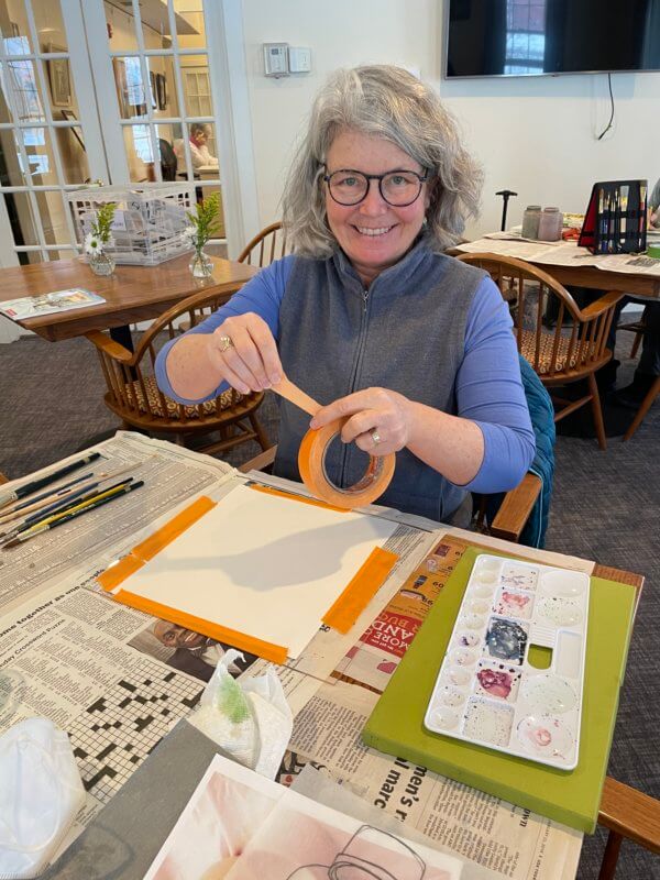 Photo by Lynn CummingsWendy Bratt prepares her canvas. 