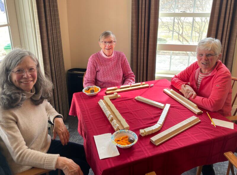 Photo by Lori YorkEvery Tuesday a group gathers in the cafe to play Mahjong. From left, Susan Sims, Jean-Carol Dunham and Nancy Rosenthal playing mahjong on a recent Tuesday. 