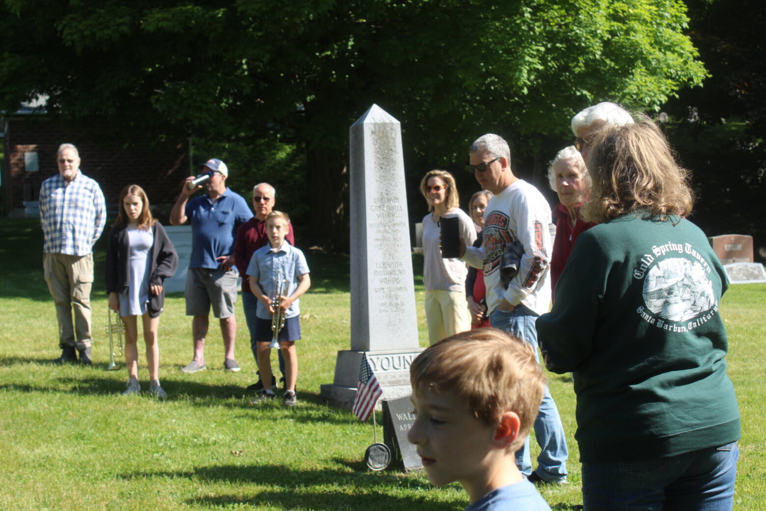 A group gathered on Memorial Day in Grandview Cemetery behind Charlotte Congregational Church to remember those who died in the military defending the United States. Combat veteran Jordan Paquette asked that, during the day’s holiday fun, everyone take time to remember the ultimate sacrifice so many have paid to preserve democracy.