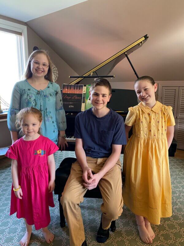 Photo by Jennifer Segel The Segel siblings — from left, Ada (6), Juna (15), Jack (13) and Hannah (8) — will perform on May 10 at the senior center.