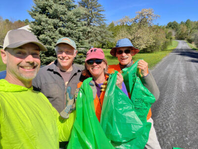 Photo by Matt Sargent From left, Matt Sargent, Mike Walker, Suzy Hodgson and David McColgin were the Green Up team on White Birch Lane and Spear Street.