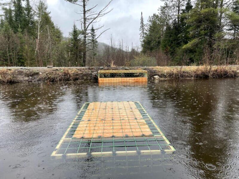 The Beaver Deceiver offers beavers an inviting place to build a dam, but water still flows through so wetlands are preserved but property and roads are not flooded.