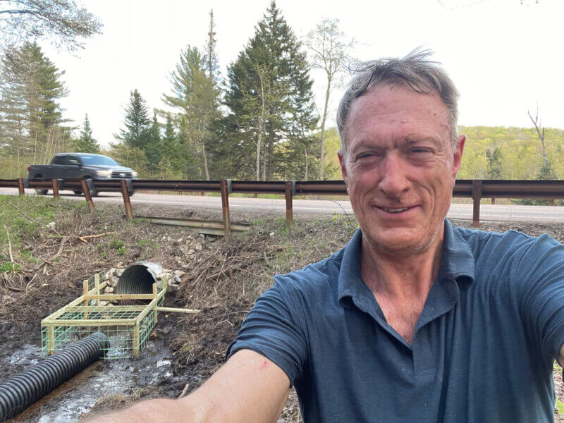 Courtesy photoSkip Lisle, the inventor of the Beaver Deceiver, at work on a site in the Green Mountains.