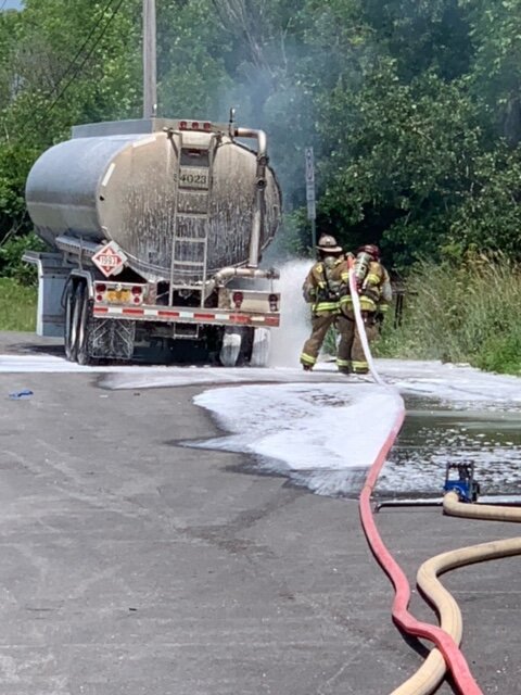 Courtesy photoFirefighters quickly arrived on the scene of a diesel tractor-trailer truck fire July 5 on Routh 7 just north of Horsford Garden and Nursery.