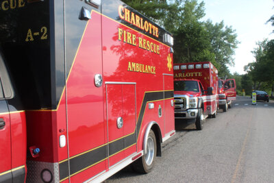 The Charlotte Volunteer Fire and Rescue Service gave kids tours of their vehicles and demonstrated some of their emergency procedures.