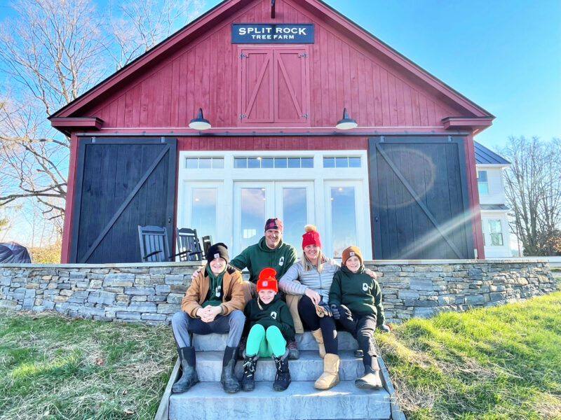 Courtesy photo. Working at the farm is a family affair. Left to right, Owen, Matt, Lauren and Griffin Daley with Greta in front.