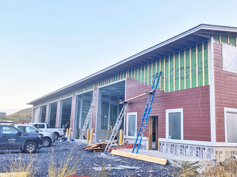 Photo by John Quinney. The new town garage under construction and nearing completion.