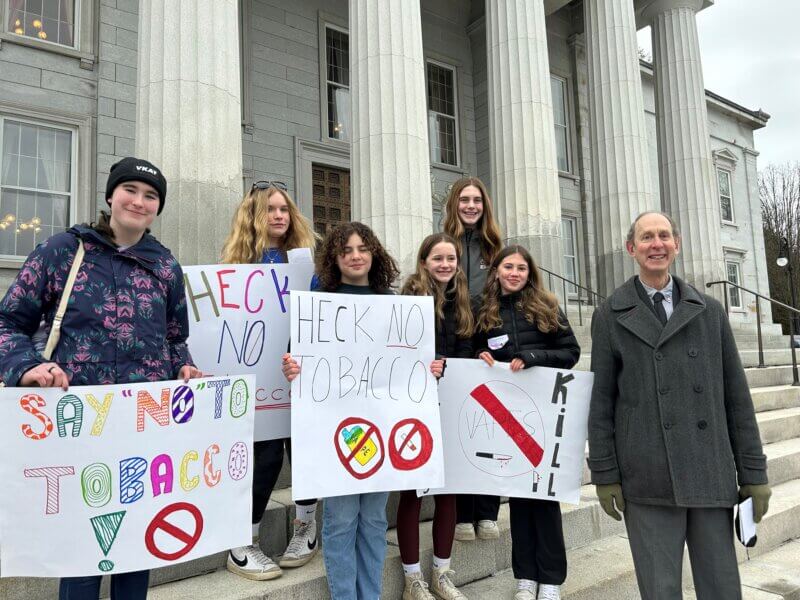 Courtesy photo Students from the Champlain Valley School District’s Connecting Youth program traveled to Montpelier to support a ban on flavored tobacco.