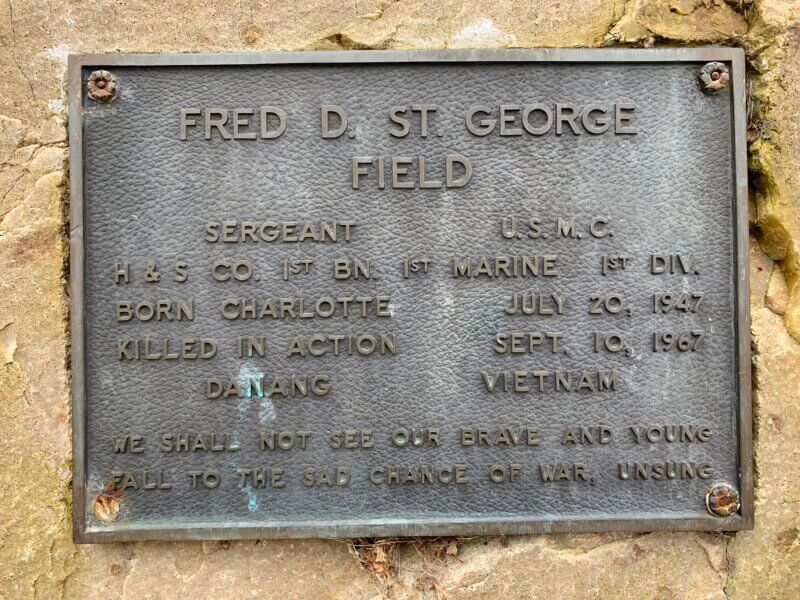 Photo by Dan Cole. 
This memorial to Marine Sgt. Fred David St. George, Charlotte’s only resident to be killed in the Vietnam War, is at the Charlotte Town Beach.
Fred St. George’s senior photo from the 1965 “Janus,” the Champlain Valley Union High yearbook.