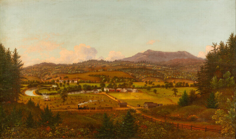 Photo by Andy Duback. Charles Louis Heyde, Steam Train in North Williston, Vermont, ca. 1856. Oil on canvas.