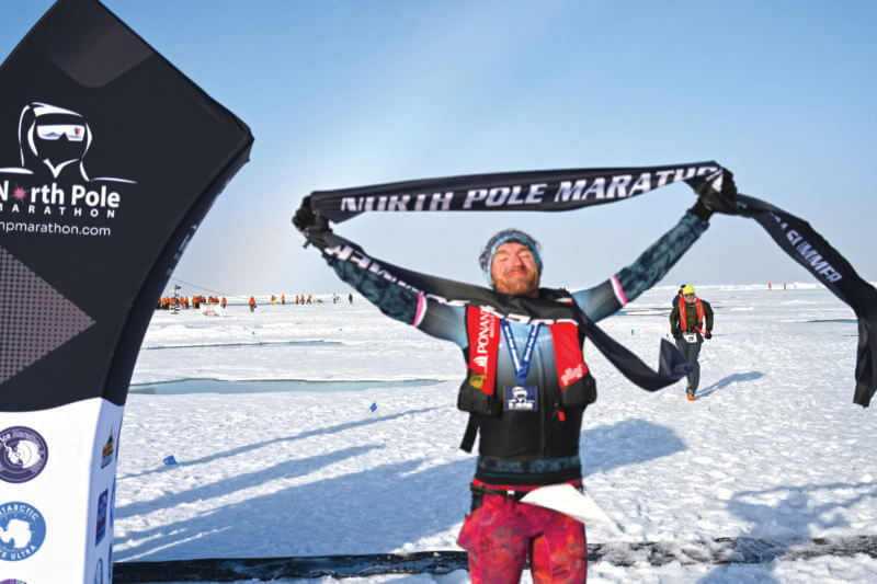 Courtesy photo. On July 31, Billy Hafferty of Charlotte set the record for the fastest marathon at the North Pole to go with his record for the fastest marathon on the Antarctic.