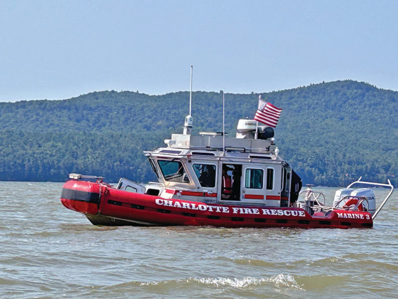Courtesy photo.
Charlotte Volunteer Fire and Rescue Service’s Marine 3 is a defender class response boat, capable of 45 knots and handling 4-to-6-foot waves.