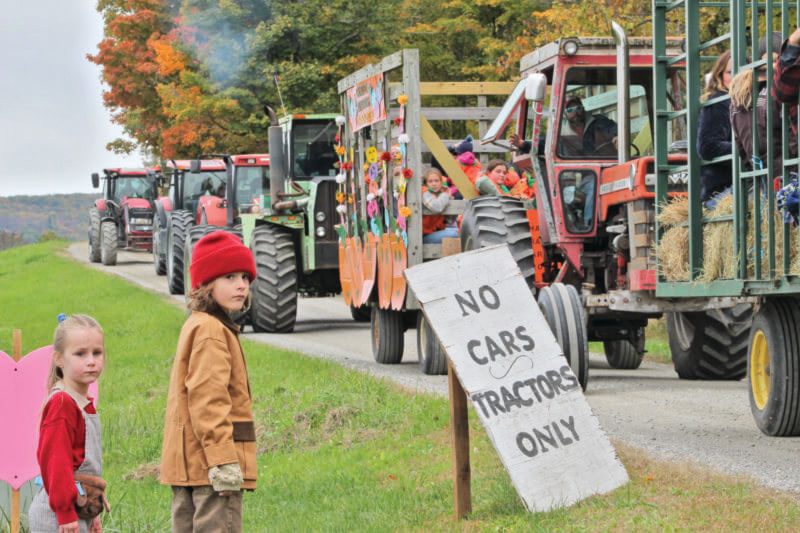 Photos by Scooter MacMillan Just as the sign indicates, everything was about tractors, and nothing about cars, for about 30 minutes.