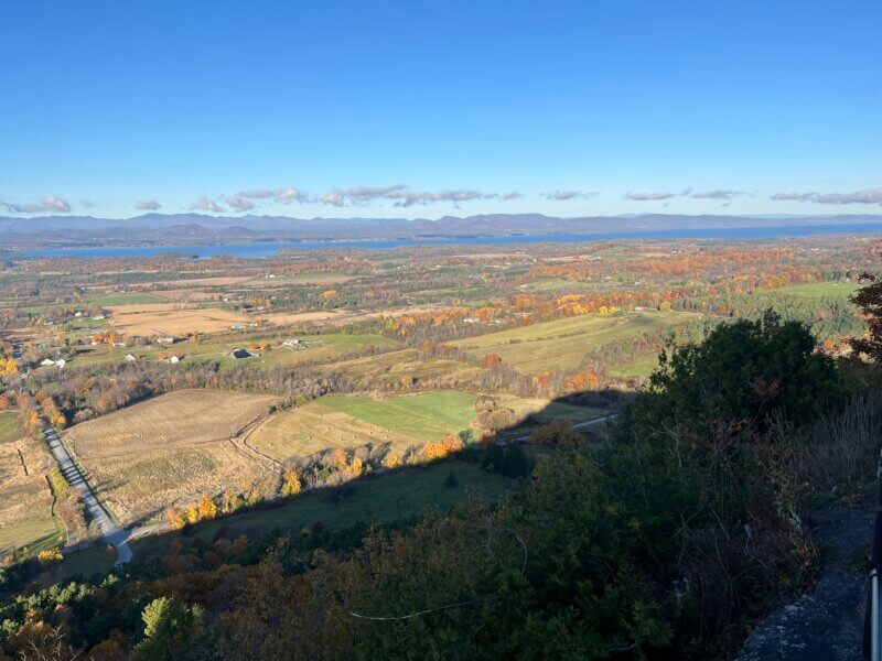 Looking from summit of Mt. Philo down at start of Town Link Trail