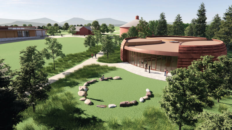 Courtesy illustration.
A rendering depicts designers’ vision of the eventual Shelburne Museum Perry Center for Native American Art.